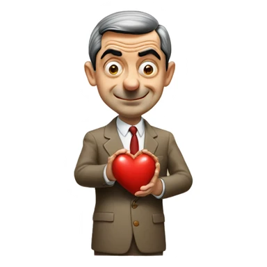 Mr Bean giving an heart sticker