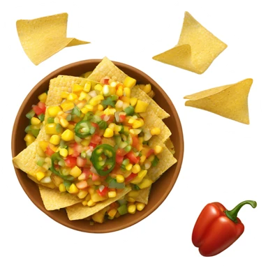 Corn and pepper salsa with tortilla chips sticker