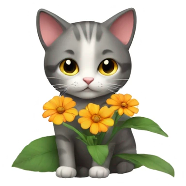 Cat with a flower  sticker