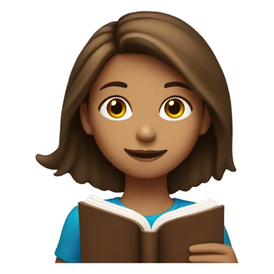 A girl with brown hair is reading a book. sticker
