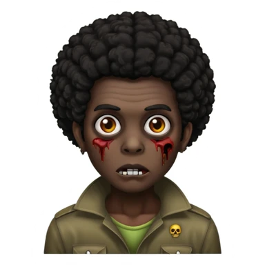 Zombie dark black Afro hair sticker