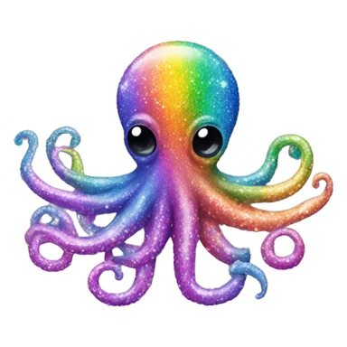 rainbow glitter octopus sticker