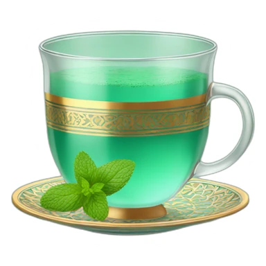Moroccan cup of tea with clear glass and mint sticker