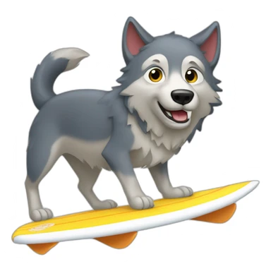Loup qui fait du surf sticker