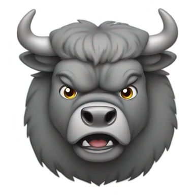 angry gray bull sticker