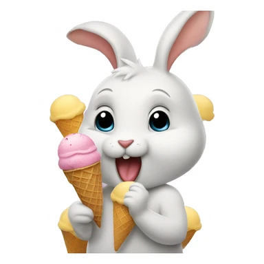 Rabbit eating ice cream  sticker
