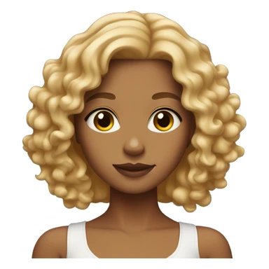 Girl with caramel skin and shoulder length blonde curly hair sticker