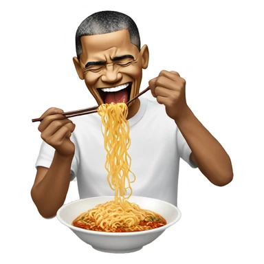 Barack Obama eating spicy ramen noodle challenge sticker