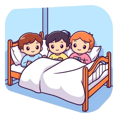 Girls in a bed
 sticker