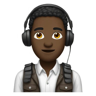 Black guy with headset on and feathers sticker