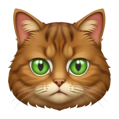 a fluffy brown tabby cat  face who is very grumpy sticker