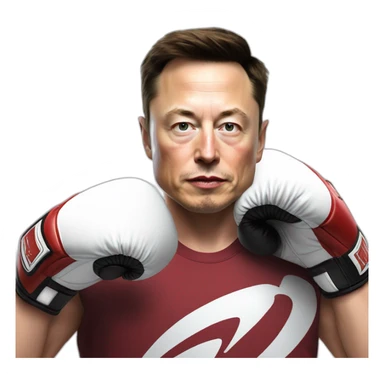 elon musk with boxing gloves, ready ti fight sticker
