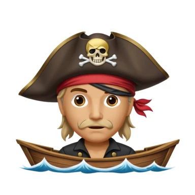 pirate with eye sailing a ship in strom sea background sticker