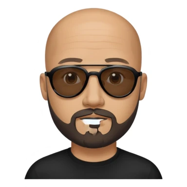 Bald man, wearing black fashion sunglasses, goatee beard sticker