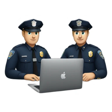 two police officers coding using a macbook sticker