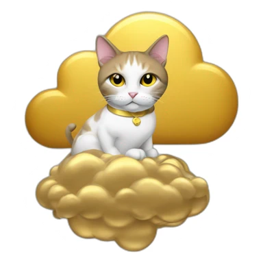 cat secretary sitting on top of the gold cloud sticker