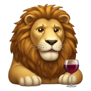 Fat lion with a glass of wine sticker