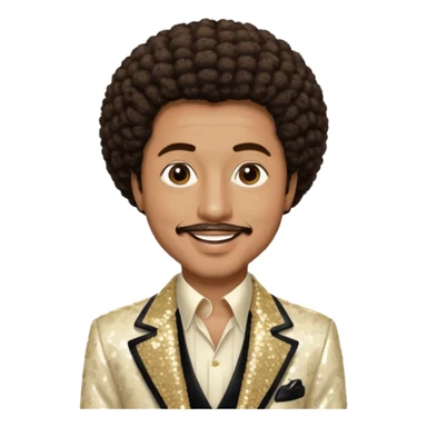 William Powell from The O'Jays with light tan skin, dark brown afro hair, cream sequin outfit sticker