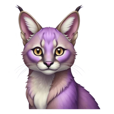 Colorful dark tropical pastel-lilac-lavender-violet iridescent pastel white glorious divine exotic cute cool beautiful shiny beautiful fantasy-caracal-civet-genet-sergal-vernid-Gryphon-Cacomistle-Trico-oncilla-animal-Fakémon-hybrid-fursona (full body) sticker