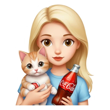 A beautiful girl holding a kitten in one hand and a Coke in the other sticker