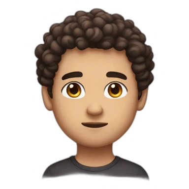 a little bit chuby guy, little dense eyebrows,dark brown eyes, serious face, curly hair sticker