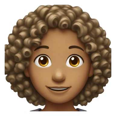 smiling girl with curly hair sticker