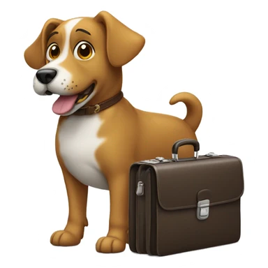 dog holds briefcase sticker