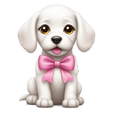 White puppy with pink bows sticker