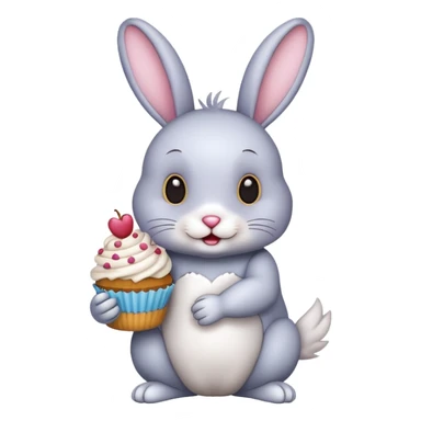 Rabbit with cupcake sticker