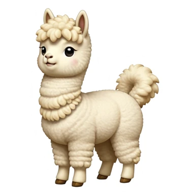 cinematic-[cream alpaca]-realistic-full-body-standing-emoji,-tail-flicking-lazily,-head-tilted-dramatically,-curly-[cream]-fur,-simplified-yet-realistic-focused-features,-highly-detailed,-glowing-with-an-almost-sarcastic-glow sticker
