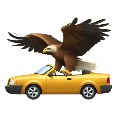 Golden eagle driving a car sticker