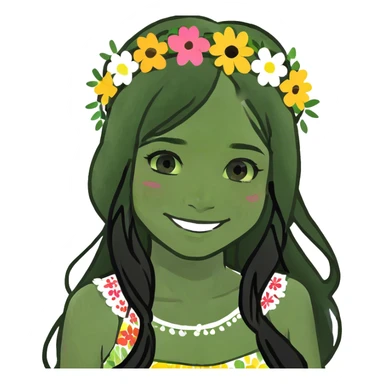 smiling girl with long black hair sticker