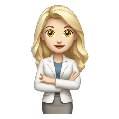 pale skin woman interior designer with cold blonde middle length hair, gray eyes, White classical jacket, blouse, Gray skirt holding a color palette in the hands sticker