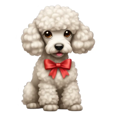 poodle with red bow sticker