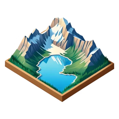 isometric exterior view glacier national park hidden lake  sticker