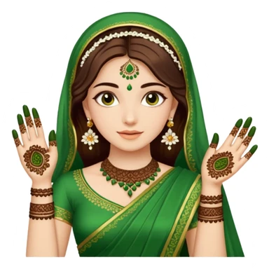bride in mehendi Ceremony in green saree sticker
