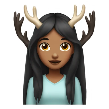 Girl with deers horns with black hair with heart hands sticker