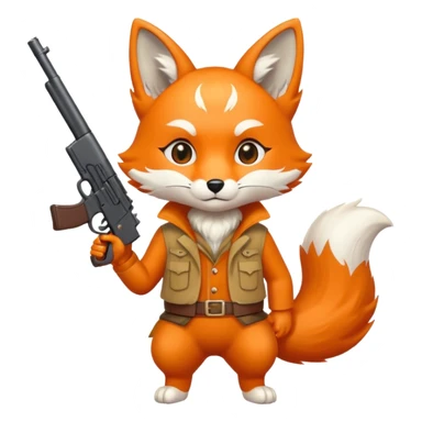 Kitsune holding a gun  sticker