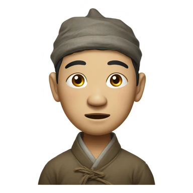 photorealistic sad Chinese peasant 1960s sticker