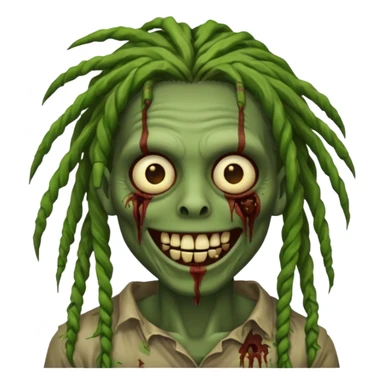 Make a image of a zombie with dreads make it like a emoticon sticker