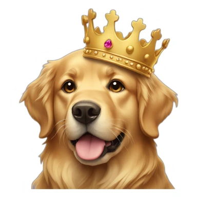 Golden retriever emoji with a crown sticker