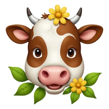 Cow winking with flower  sticker