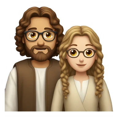 Jesus and a white girl with brown curly hair wearing glasses sticker