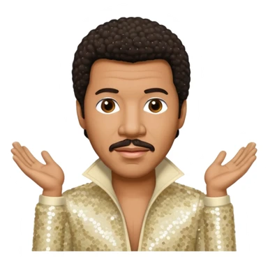 Lionel Richie with dark brown hair, cream sequin outfit  sticker