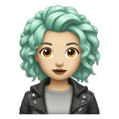 Gray mint hair punk girl sticker