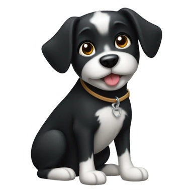 a little black dog with a white chest and white paws sticker