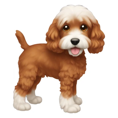 brownish orange cockapoo in colour, with white fur ONLY in her stomach and chin, and feet. Make fully brown-orange except for stomach and feet sticker