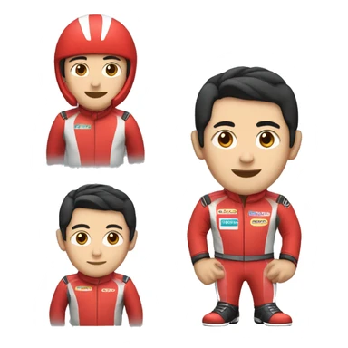 guy in red racing outfit with black hair sticker