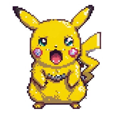 surprised shocked Pikachu with open mouth sticker