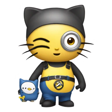 Hello kitty holding minion  sticker